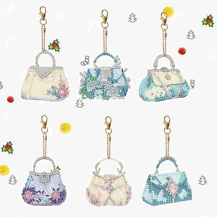 6個入 キーホルダー ダイヤモンドアート ビーズアート コースター キット セット D...