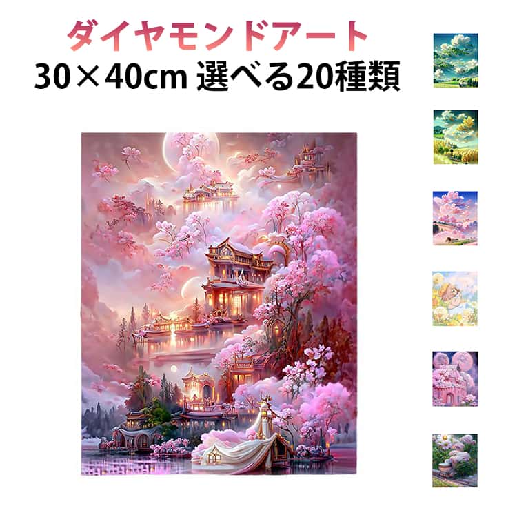枠+キットセット 30×40cm ダイヤモンドアート 花 キット フラワー 枠 セット ラウンド型 丸型 ビーズ 初心者 アート ペン ダイアモンドアート ダイヤモンド 刺繍 モザイクアート 初心者セット ビーズアート リハビリ ダイアモンド モザイク