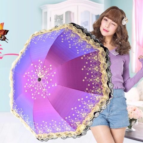Rakuten - 50 送料無料 7色 日傘 折りたたみ 完全遮光 晴雨兼用 軽量 長傘 フリル 傘 レディース 遮光率100 1級遮光 紫外線 遮熱 涼しい かわいい 可愛い おしゃれ きれいめ 雨傘 深張り 大人 紫外線対策 パラソル ケア