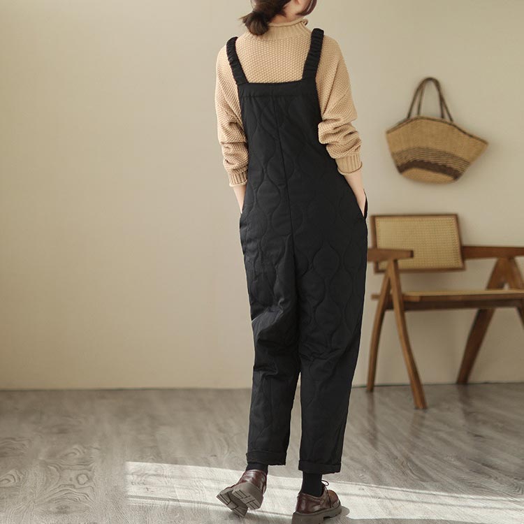 ジャパンSelectのサロペット レディース 中綿パンツ あったか ロングパンツ 中綿入り オールインワン 秋冬 ゆったり 大きい 暖かい ルームウェア ワークパンツ ボトムス アウトドア お洒落 20代 30代 40代 可愛い 送料無料｜アングル3