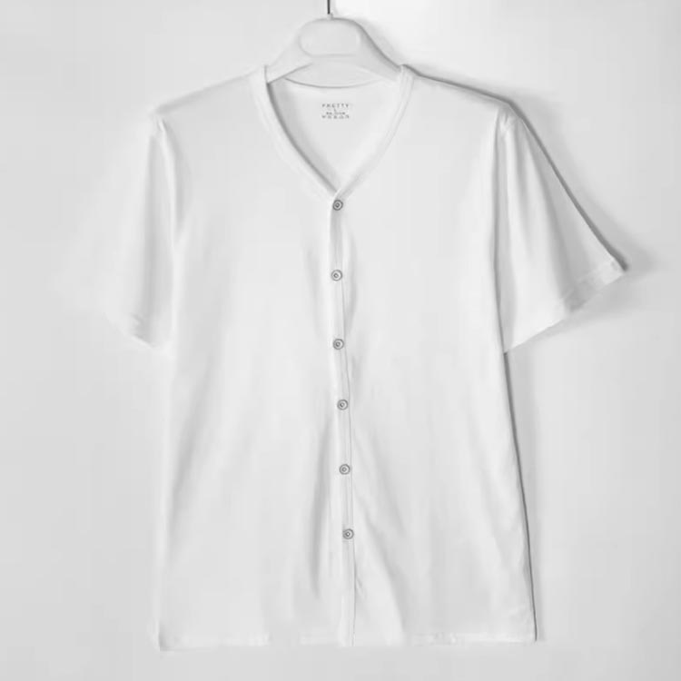 Tシャツ シンプル メンズ トップス 肌着 Tシャツ インナーシャツ ルームウェア 綿 前開き 吸汗速乾 無地 介護用 大きいサイズ カーディガン 部屋着 男性 快適 下着 前あき 介護 高齢者 シニア コットン カットソー 夏 japanselect-10016632 ジャパンSelect サンプル画像2