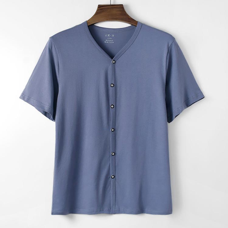 Tシャツ シンプル メンズ トップス 肌着 Tシャツ インナーシャツ ルームウェア 綿 前開き 吸汗速乾 無地 介護用 大きいサイズ カーディガン 部屋着 男性 快適 下着 前あき 介護 高齢者 シニア コットン カットソー 夏 japanselect-10016632 ジャパンSelect サンプル画像3