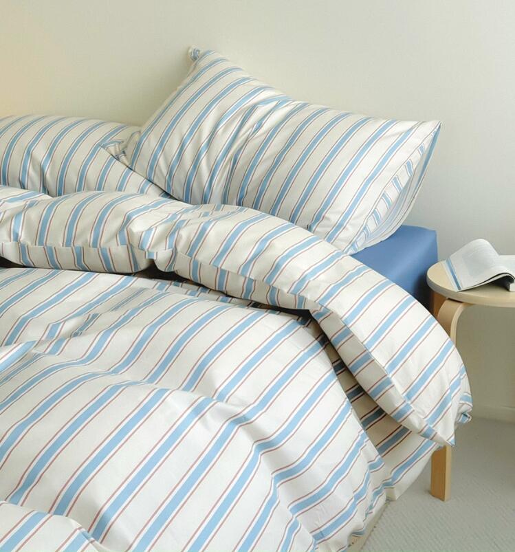 送料無料掛け布団カバーセット 布団カバー単品 綿100 ブルー ストライプ柄 北欧 ボ...