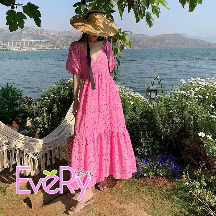 リゾートワンピース 夏 沖縄 ハワイ 花柄 大人 ワンピース サマードレス ハワイアン 韓国 可愛い 夏 ロングワンピース 体型カバー 結婚式 七五三 成人式 卒業式 入学式 Aライン 春夏おうち マキシ丈 おしゃれ ドレープ ピンク S M L XL zbx0