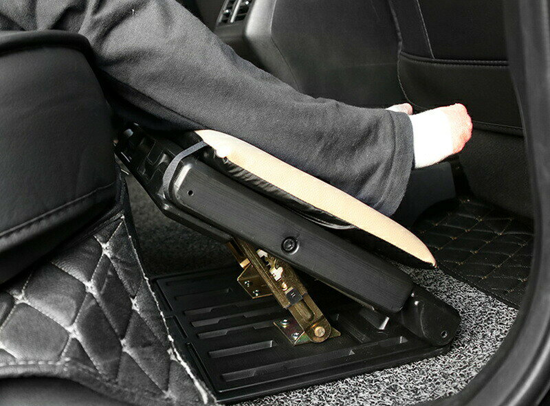 汎用フットレスト1個車用ブラックPVCレザー角度調節可能足置き折り畳み車載自動車...