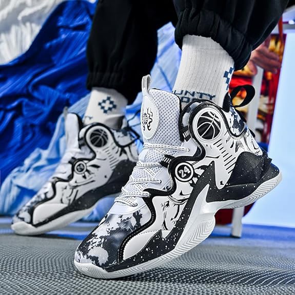 バスケットシューズバッシュジュニアバスケットボールシューズメンズハイカットスニーカー大人滑り止めスポーツ靴おしゃれ履きやすい 3