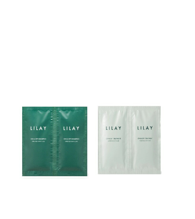 LILAYサシェセット オンアンドオフ シャンプー10ml×2＆トリートメント 10ml×2(パウチ)セット　旅行用　お試しサイズ japanstorer00-10005889 Hair-b パッケージ画像