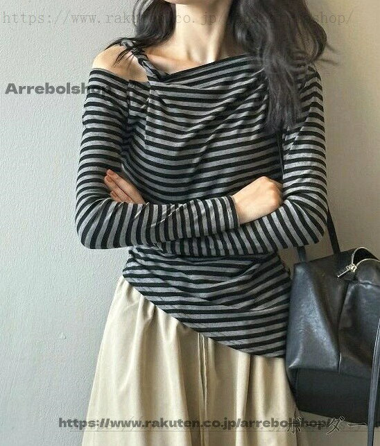 長袖Tシャツ アシンメトリー 切り替え スリム 着痩せ japanstyleshop-10015204 ジャパンスタイルショップ サンプル画像3
