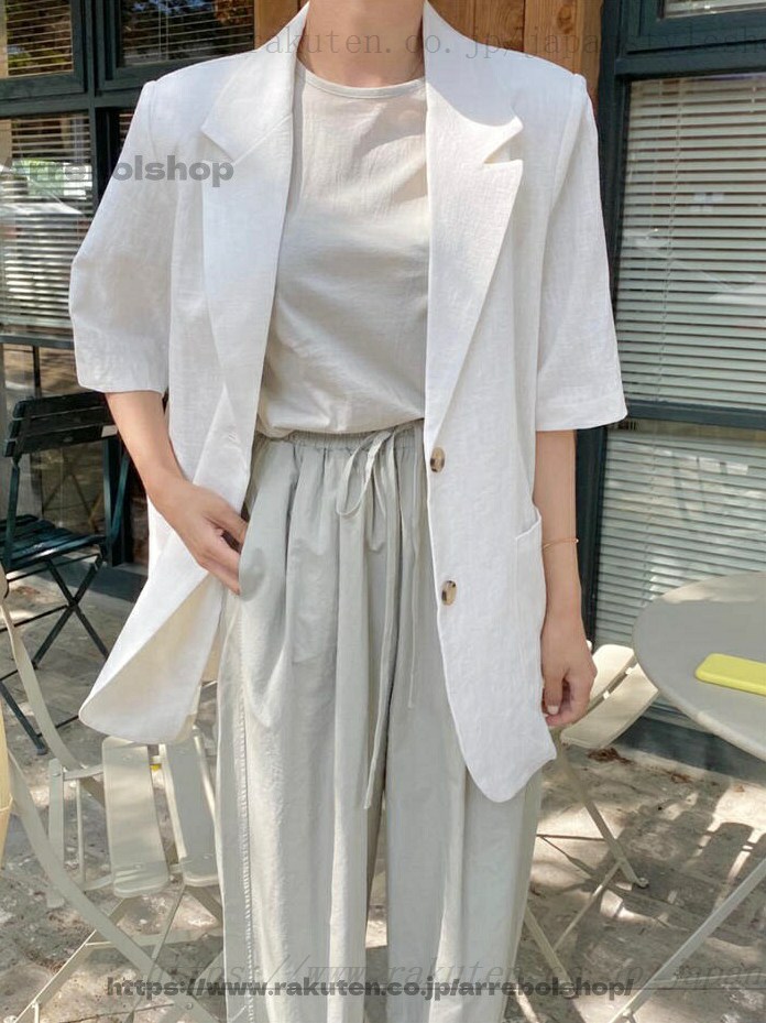 カジュアル 夏 トップス オフィス 通勤 OL ビジネス 薄手 羽織 はおり サマージャケット 大きいサイズ 上着 白 ホワイト 黒 ブラック おしゃれ 30代 40代 50代 [3]