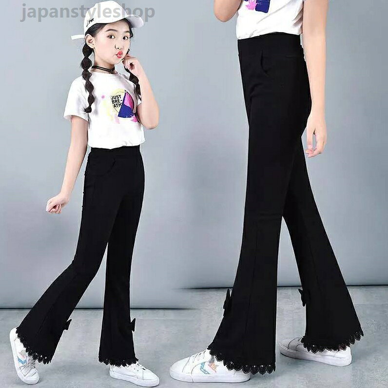 ロングパンツ 長ズボン ガウチョパンツ ロング丈パンツ ウエストワイドパンツ 子供パンツ ストレートパンツ レースパンツ フレアパンツ キッズ ジュニア 女の子 ボトムス ストレート ゴム 無地 シンプル おしゃれ カジュアル 秋冬