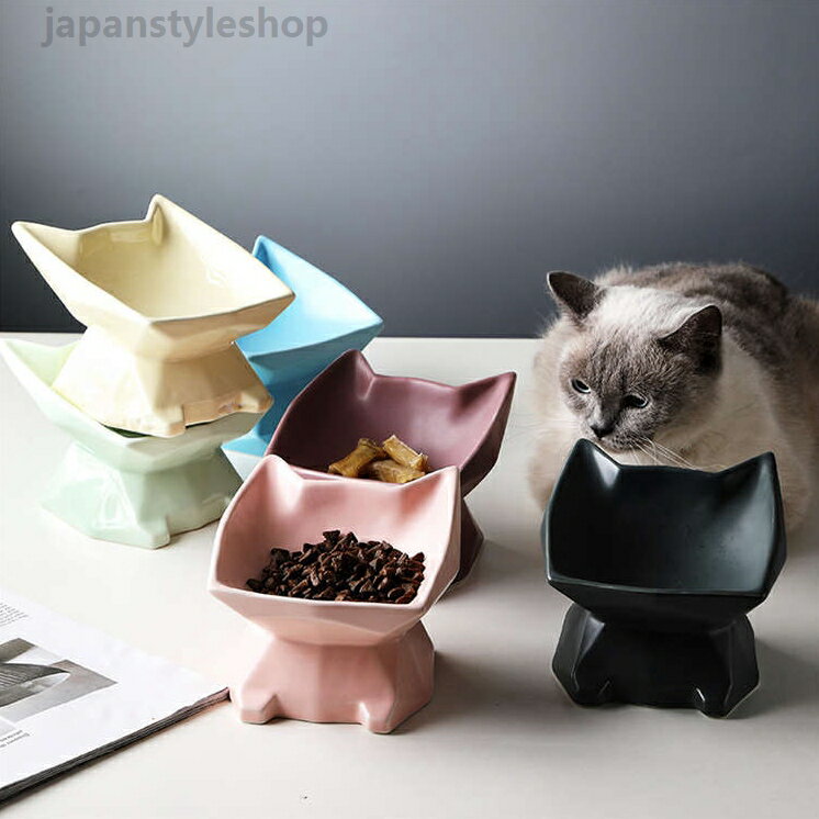 Ceramic - フードボウル 猫 ネコ 猫用 陶器 セラミック ペット食器台 皿 犬 犬用 餌入れ 猫 ペット 食器 お水入れ 猫ボウル 犬 容器 給水 給食器 動物 お皿 シンプル