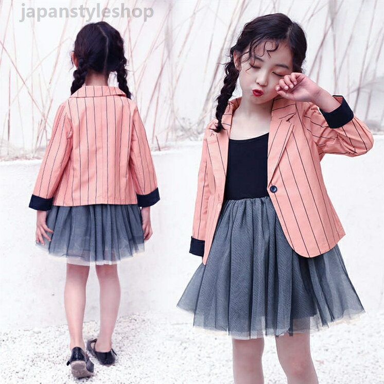 チュールスカート 二点セット コート キッズ 子供服 可愛い ストラップ 秋物 秋 ピ...