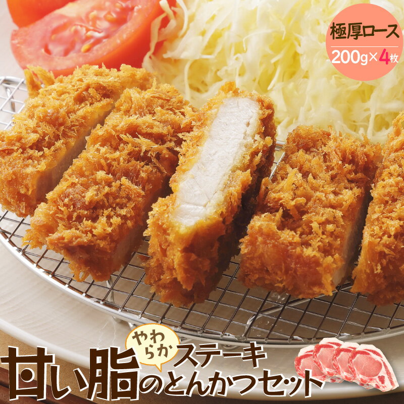 【ジャパンエックス】【 極厚ロース】【甘い脂のやわらかステーキ・とんかつセット 200g×4枚】厚さ約25mm 豚ロース 冷蔵のサムネイル
