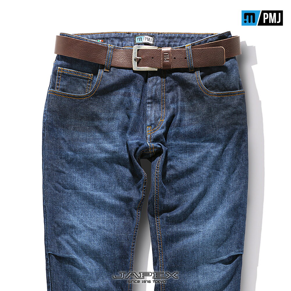 ピーエムジェイ PMJ 春夏 バイク用 ライディング デニム パンツ プロテクター付き 耐摩耗 カジュアル イタリア製 メンズ デウス / DEUX ワーカーブルー