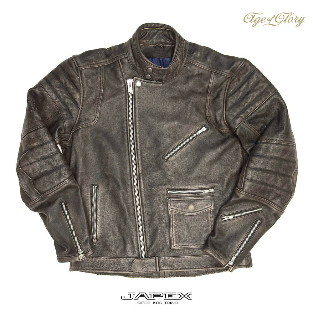 エイジオブグローリー Age of Glory ライディング ライダース ジャケット バイク用 プロテクター付き 革ジャン 本革 ロッカー / ROCKER ビンテージブラック その1