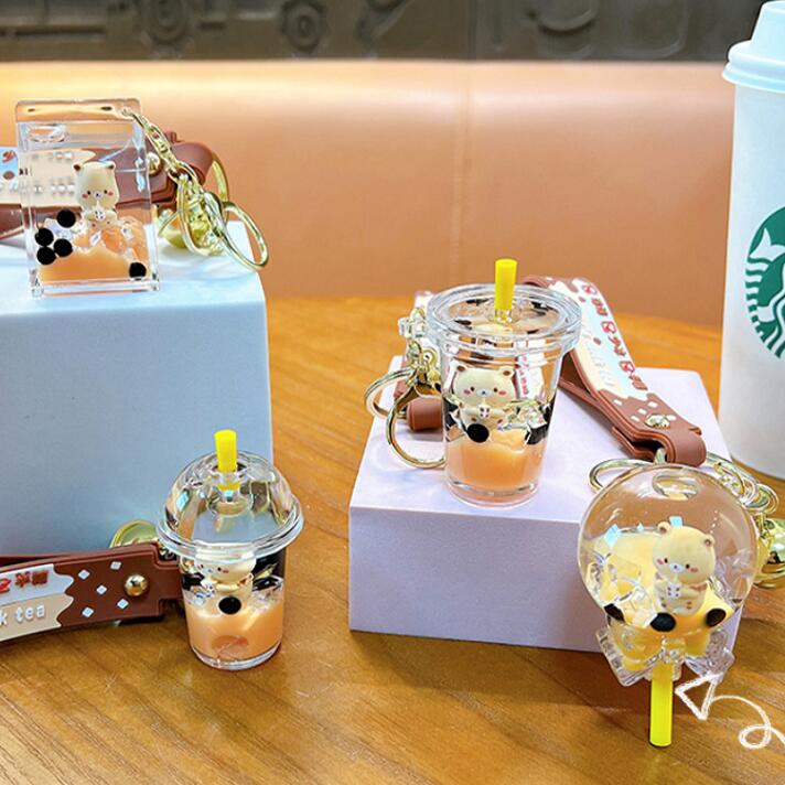 樂天商城 - 送料無料 かわいいイラストのミルクティーカップ　牛乳パック　ロリポップ　アクリル製キーホルダー　カプルキーホルダー　鞄飾り