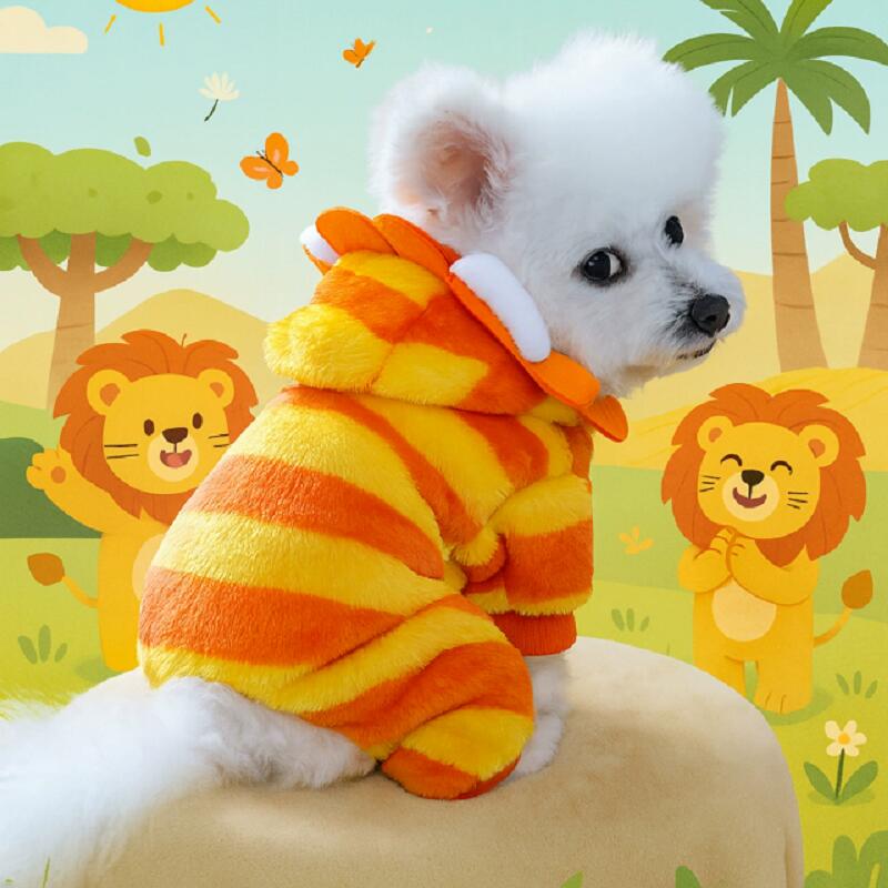 犬服 ドッグウェア 送料無料　ロンパース カバーオール 秋冬 動物つなぎ　ライオン　パンダ　裏起毛　 ..