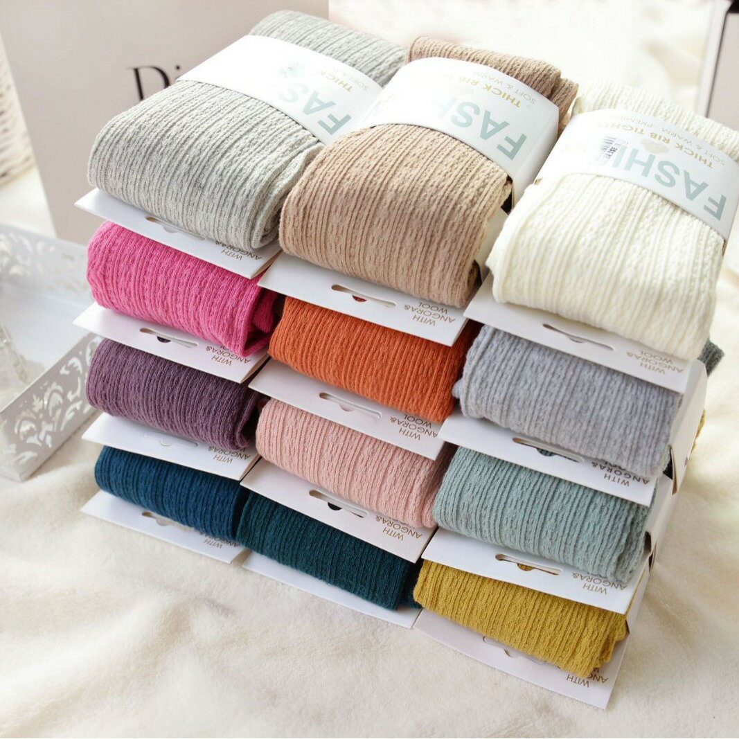 春秋冬 綿パンティストッキング カラフル コットン ニット タイツ ラッセル編み柄 ストッキング かわいい 美脚 美シルエット