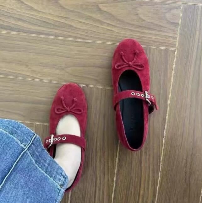 メリージェーン 男女兼用 バレエシューズ フラット シープスキン フレンチ シャネ...