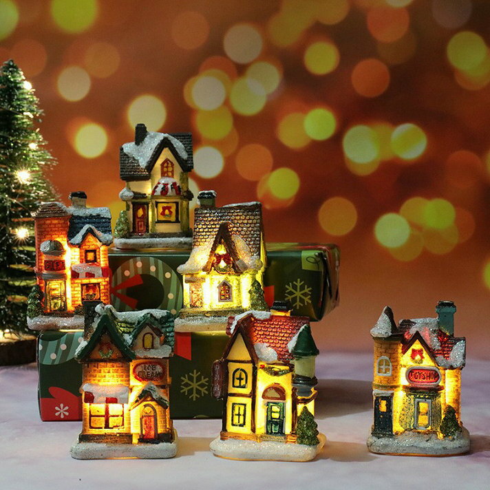 樂天商城 - クリスマス ライト　 クリスマス飾り クリスマス電飾 オーナメント パーティー 置物 テーブル 小道具 部屋 店舗 装飾 ディスプレイ ギフト プレゼント 可愛い 手提げ ディスプレイ プレゼント 小さな家 城 冬　雪