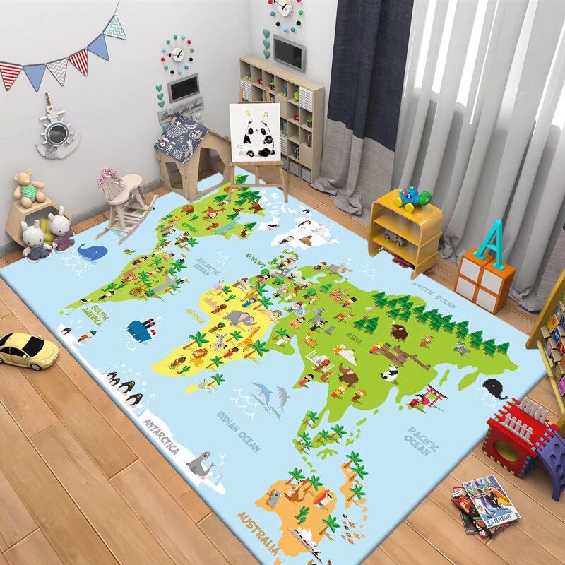 Rakuten - 子供ゲームパッド 遊びマット プレイマット ラグ 世界地図 地図マップ トラック フロアマット カーペット 防音 防汚 キッズラグ 洗える 遊び ベビーや子供の部屋 早期教育 滑り止め おもちゃ ゲーム 保育園 幼稚園 床暖房 寝室 ベット 出産祝い
