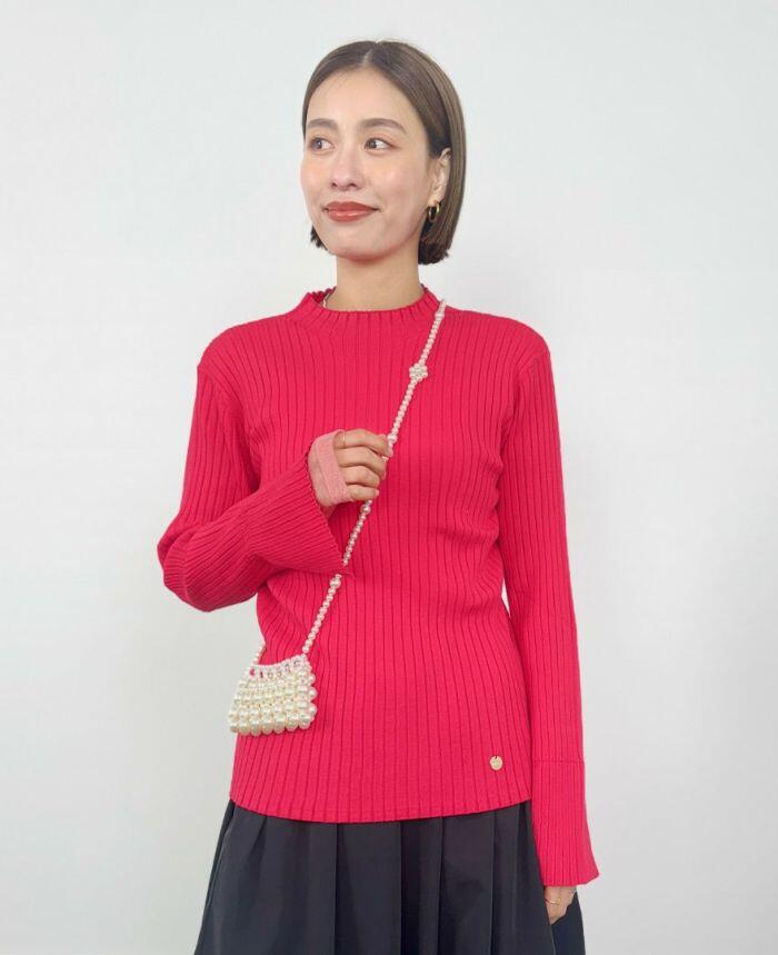 【BF限定！10％OFF】ニット 長袖 袖シアー レディース 薄手 春 リブ ストレッチ レイヤード 白 赤 青 黒 20代 30代 40代 50代 TRECODE トレコード 公式