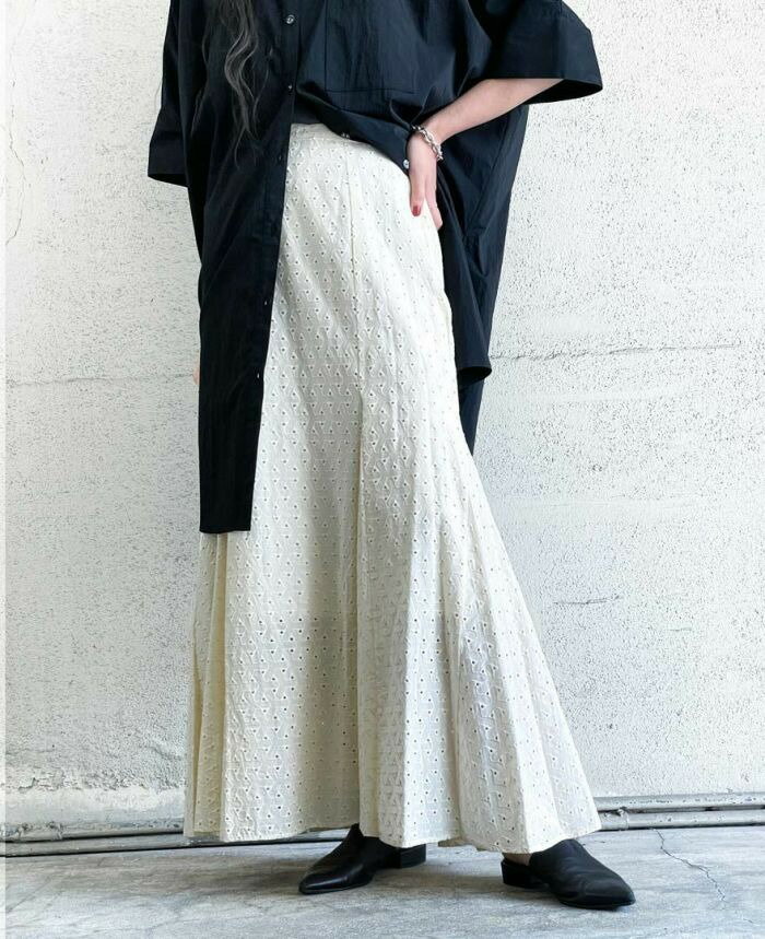 フレアスカート マーメイドスカート コットン スポーティー 裏地付 エント ENTO