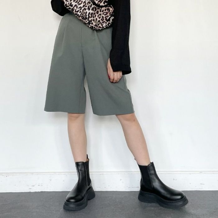 Rakuten - 【80％OFF】ハーフパンツ レディース ショートパンツ 膝丈 きれいめ モード 後ろゴム タック おすすめ 春 夏 秋 冬 エント ENTO