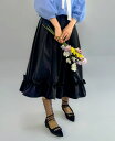 TRECODE トレコード 公式 神戸・山の手裾フリルスカート レディース タフタ素材 ミモレ丈 マキシ丈 ウエストゴム ポケット付き