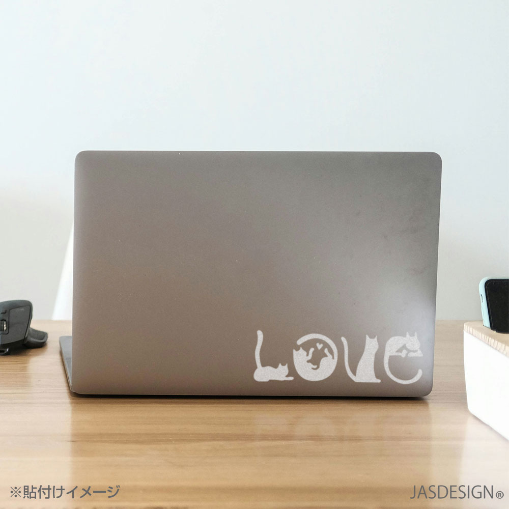 猫 ステッカー 車 ネコ バイク ヘルメット 壁 キャリーケース パソコン スマホ 傷隠し LOVE 文字 シルエット かわいい おもしろ おしゃれ 防水 シール ウォールステッカー デカール らぶ ラブ 送料無料 JM-419