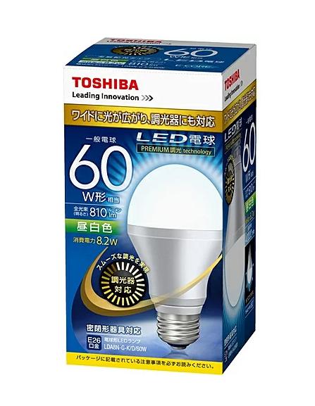 Rakuten - TOSHIBA LDA8N-G-K/D/60W LED電球 一般電球形 昼白色 E26口金 全方向タイプ 省エネ設計 長寿命