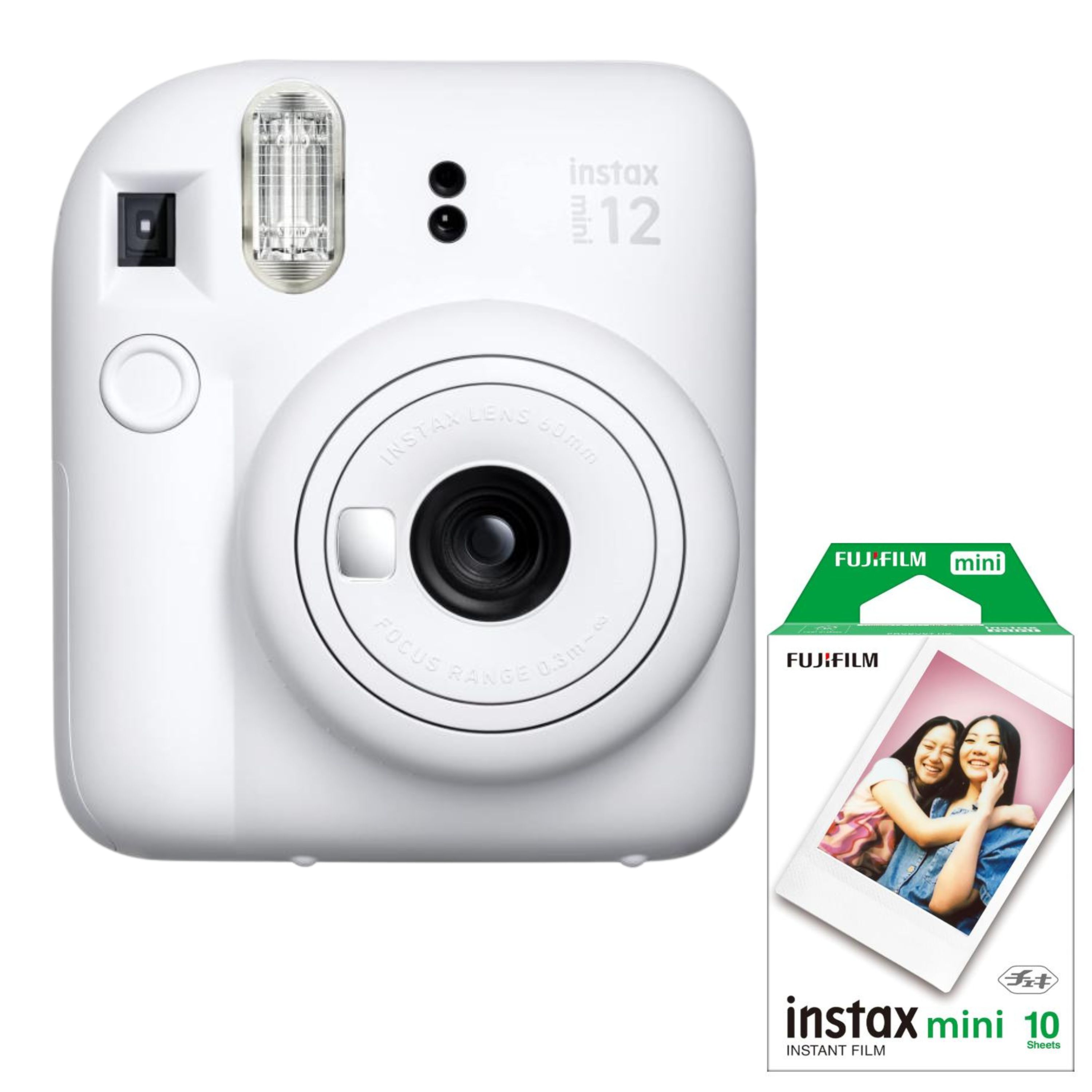 【 送料無料 】 富士フイルム チェキ instax mini 12 クレイホワイト 本体＋専用フィルム10枚付き スターターセット