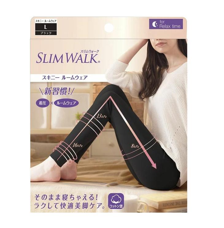スリムウォーク スキニールームウェア BK L 着圧設計 リラックスウェア 部屋着 美脚サポート