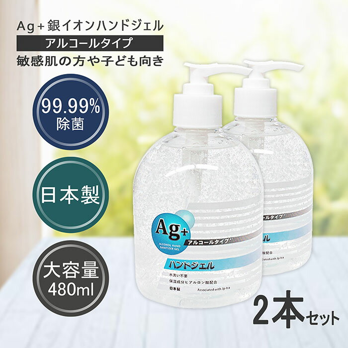 【生活応援 10倍P】強い除菌力 銀イオン ジェル 480ml 2点 セット 【ハンドジェル 除菌 除菌ジェル 手指用 アルコール アルコールジェル アルコールハンドジェル アルコールタイプ 手指アルコール アルコール除菌 ハンドアルコール 送料無料 速乾 敏感肌 子ども キッズ】