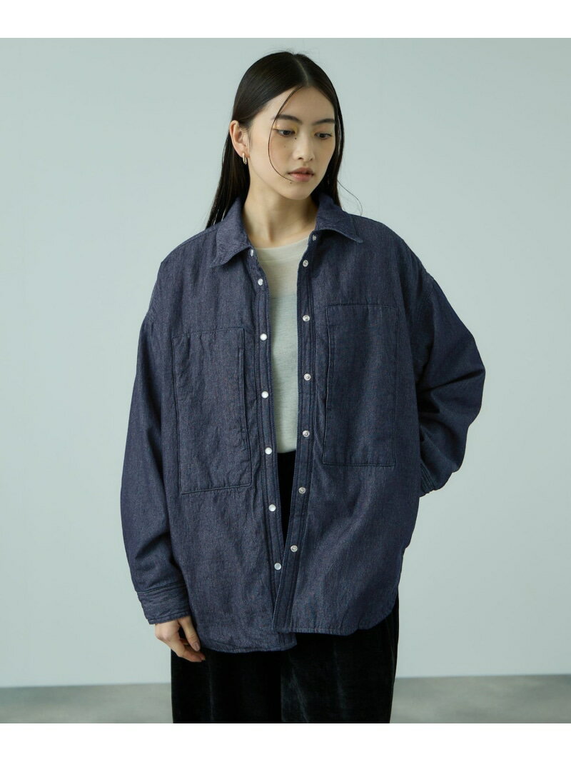 パデッドデニムビッグシャツ≪洗濯機で洗える≫ VICKY ビッキー トップス シャツ・ブラウス ネイビー ブラック【送料無料】[Rakuten Fashion]