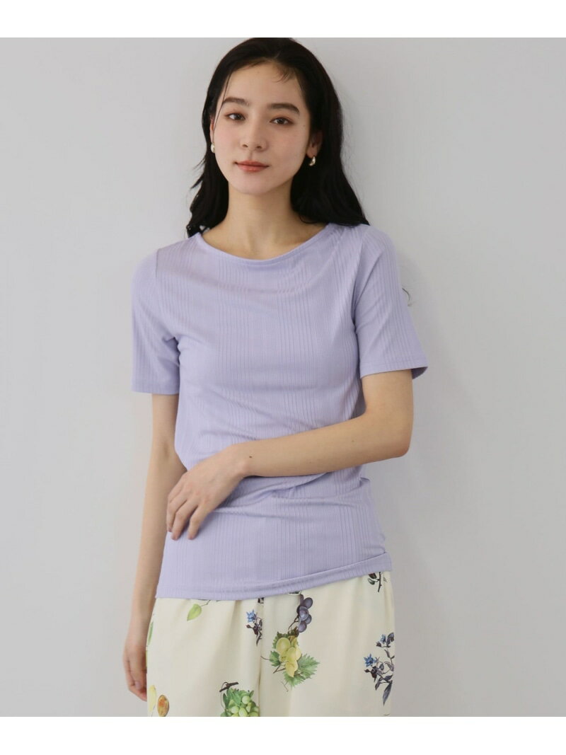 【SALE／10%OFF】ニュアンスストレッチリブプルオーバー QUEENS COURT クイーンズコート トップス カットソー・Tシャツ ホワイト パープル ブラック ブラウン【RBA_E】[Rakuten Fashion]