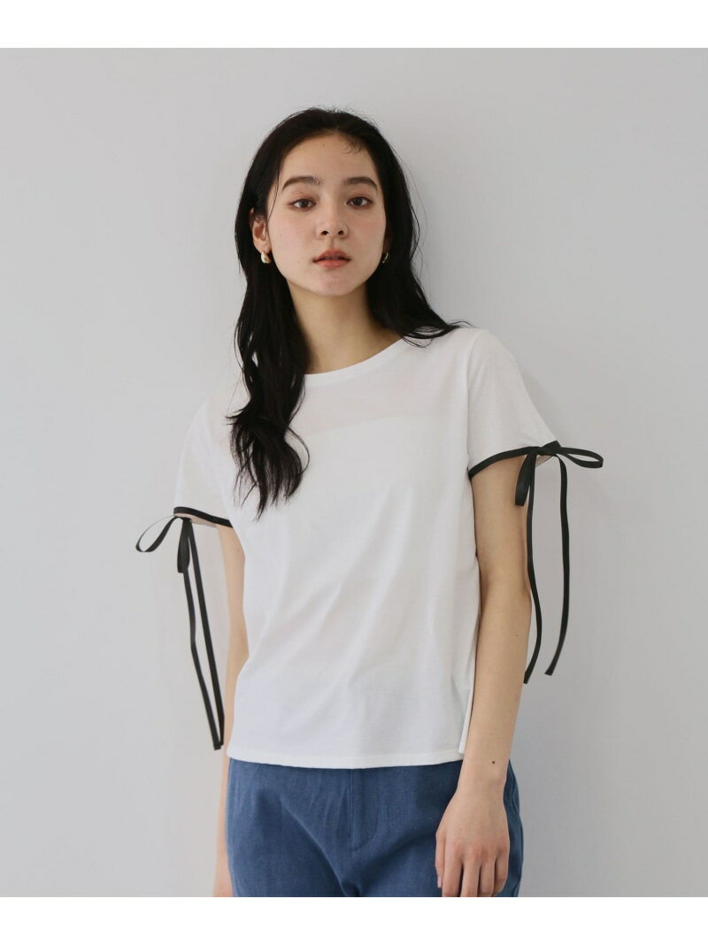 Rakuten - 【SALE／20%OFF】サテンリボンスリーブプルオーバー QUEENS COURT クイーンズコート トップス カットソー・Tシャツ ベージュ ブラック ホワイト【RBA_E】【送料無料】[Rakuten Fashion]