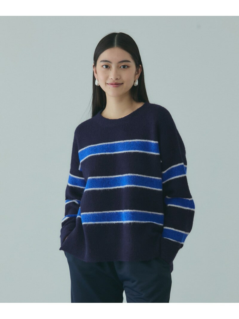 ウール混マルチボーダーニット≪洗濯機で洗える≫ VICKY ビッキー トップス ニット ネイビー ベージュ グレー【送料無料】[Rakuten Fashion]