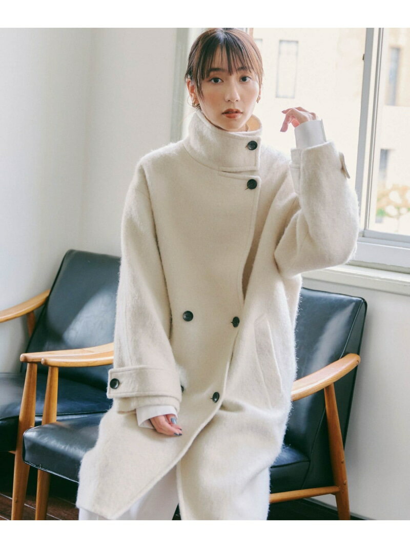 【SALE／15%OFF】スタンドカラーシャギーコート Droite lautreamont ドロワット・ロートレアモン ジャケット・アウター その他のジャケット・アウター ホワイト ネイビー ブルー【RBA_E】【送料無料】[Rakuten Fashion]のサムネイル