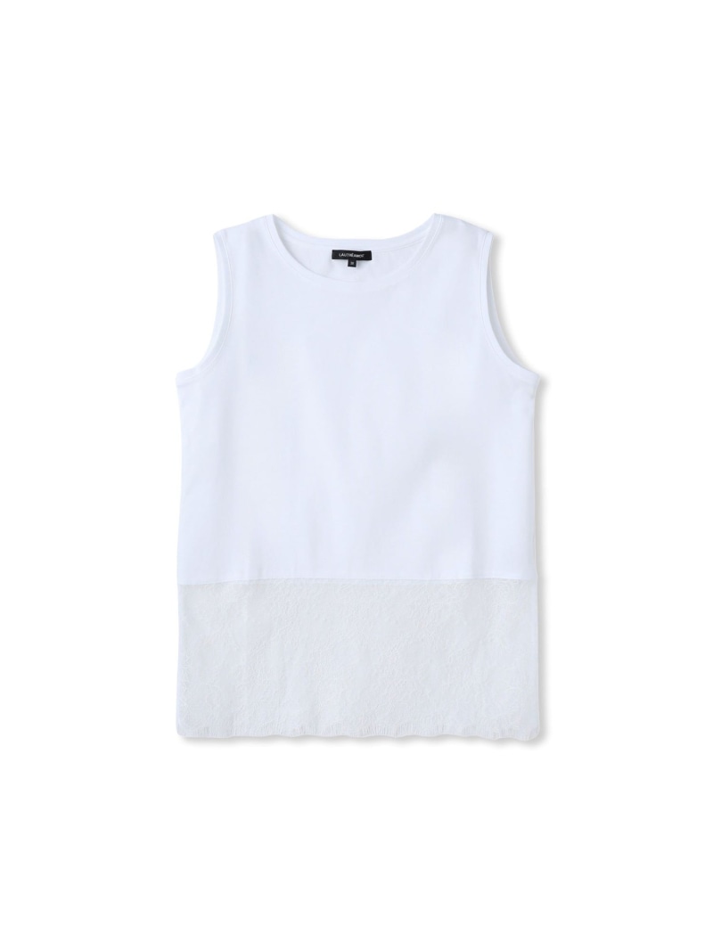 スムースレースカットソー≪洗える≫ LAUTREAMONT ロートレアモン トップス カットソー・Tシャツ ホワイト