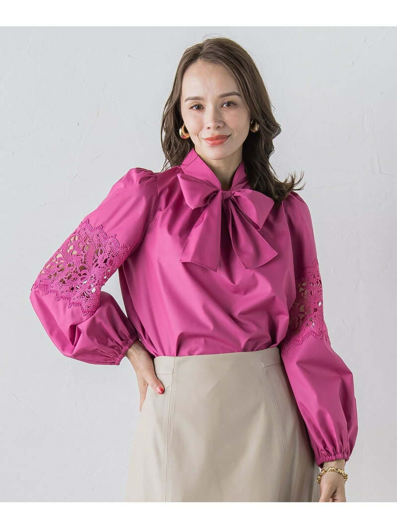 Rakuten - 【SALE／30%OFF】袖レースブラウス≪洗濯機で洗える≫ Viaggio Blu ビアッジョブルー トップス シャツ・ブラウス ピンク ベージュ ネイビー ホワイト【RBA_E】【送料無料】[Rakuten Fashion]