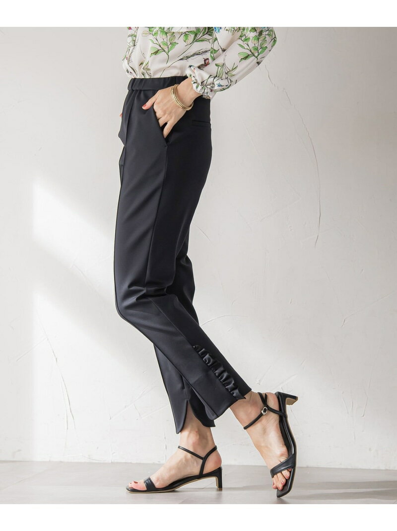 裾フリルパンツ≪洗濯機で洗える≫ Viaggio Blu ビアッジョブルー パンツ その他のパンツ グレー ブラック【送料無料】[Rakuten Fashion]