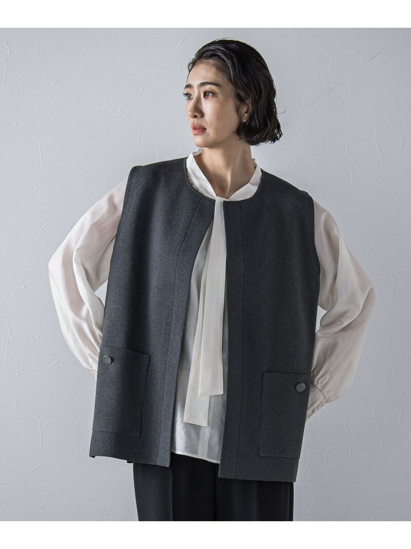 "後姿もこなれ感"スポンディッシュニットジレ≪手洗い可能≫ la.f... ラ・エフ ジャケット・アウター ダウンジャケット・ダウンベスト ブラウン ブラック グレー【送料無料】[Rakuten Fashion]