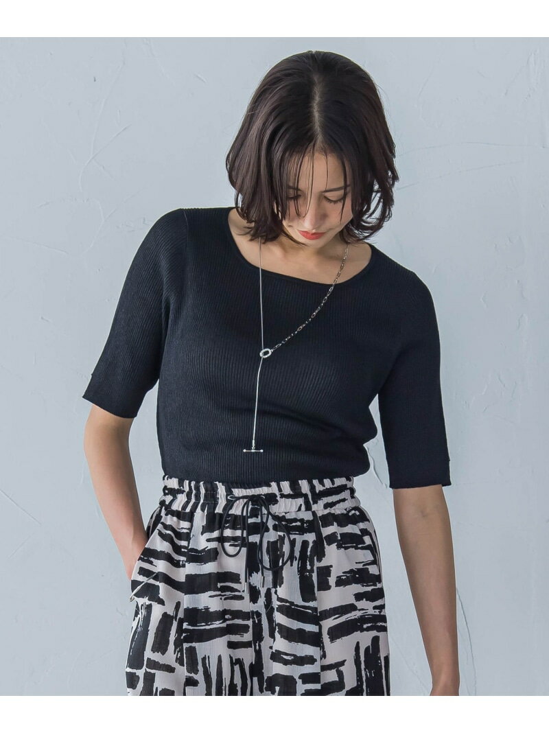 Rakuten - 【SALE／50%OFF】ペーパーヤーンリブニット≪手洗い可能≫ LAUTREAMONT ロートレアモン トップス ニット ベージュ ブラック【RBA_E】【送料無料】[Rakuten Fashion]