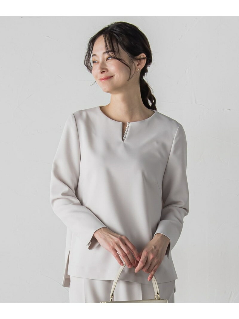 トリクシオンキーネックブラウス≪洗濯機で洗える≫ LAUTREAMONT ロートレアモン トップス シャツ・ブラウス ブラック ネイビー【送料無料】[Rakuten Fashion]