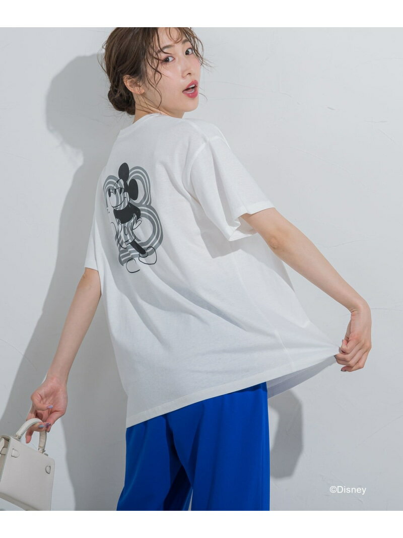 【DISNEY/ディズニー ミッキーマウス】MICKEYオーバーサイズバックプリントTシャツ《洗濯機で洗える》 VICKY ビッキー トップス カットソー・Tシャツ ホワイト ブルー ベージュ グレー【送料無料】[Rakuten Fashion]のサムネイル