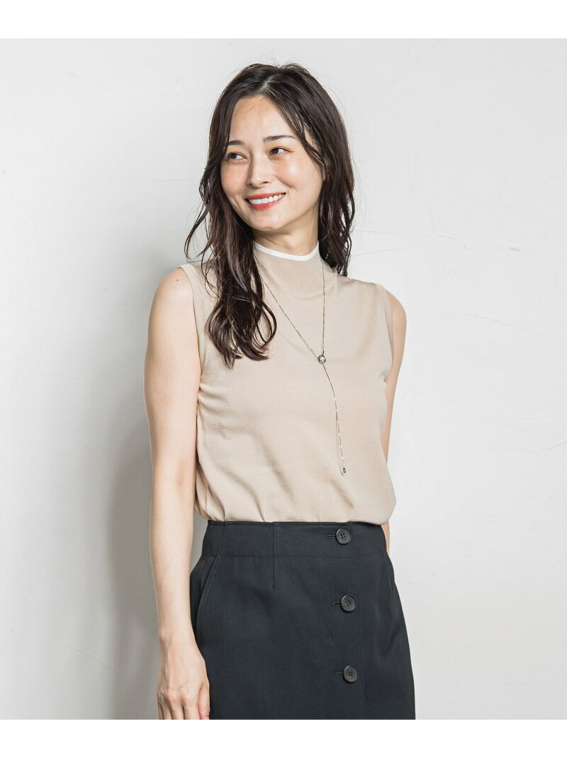 Rakuten - ノースリーブハイネックニット ≪手洗い可能≫ LAUTREAMONT ロートレアモン トップス ニット ベージュ ブラック【送料無料】[Rakuten Fashion]