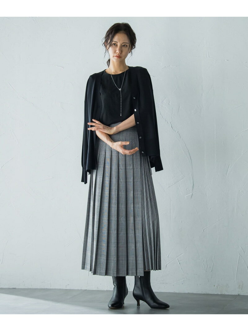 アシンメトリーコンビプリーツスカー...