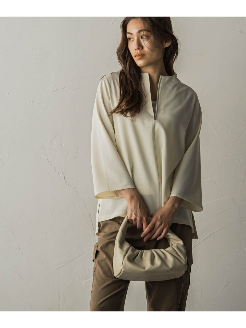 【SALE／50%OFF】ベルスリーブハーフZIPプルオーバー≪手洗い可能≫ MAYSON GREY メイソングレイ トップス シャツ・ブラウス ホワイト ブラック ブラウン【RBA_E】【送料無料】[Rakuten Fashion]のサムネイル