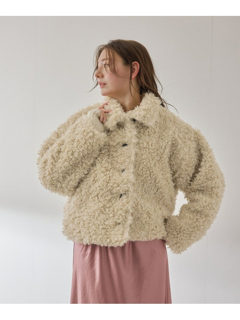 プードルフェイクファーブルゾン QUEENS COURT クイーンズコート ジャケット・アウター テーラードジャケット・ブレザー ホワイト ブラック ベージュ【送料無料】[Rakuten Fashion]